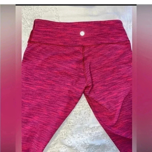 Lululemon Wunder Under Crop Pant 6 Red Bumble Berry Flaming Tomato Jaquard - Picture 2 of 4